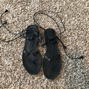 Madewell Black Lace Up Sandals